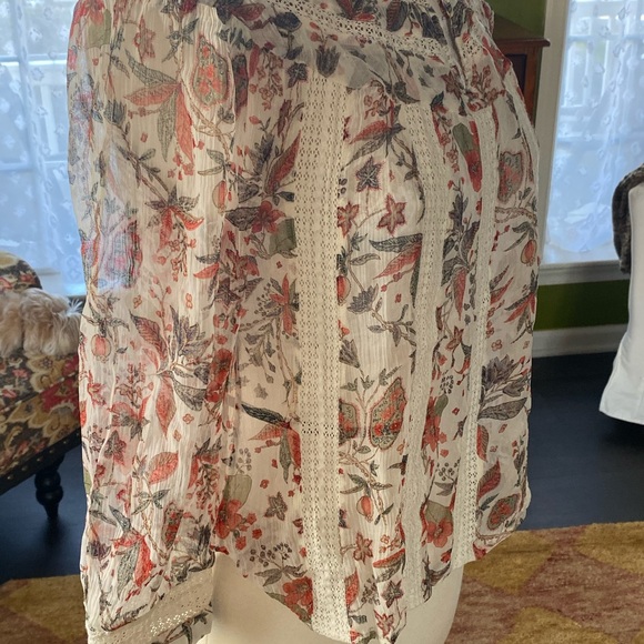 off white print blouse sz 2 Anthropologie - Picture 4 of 7